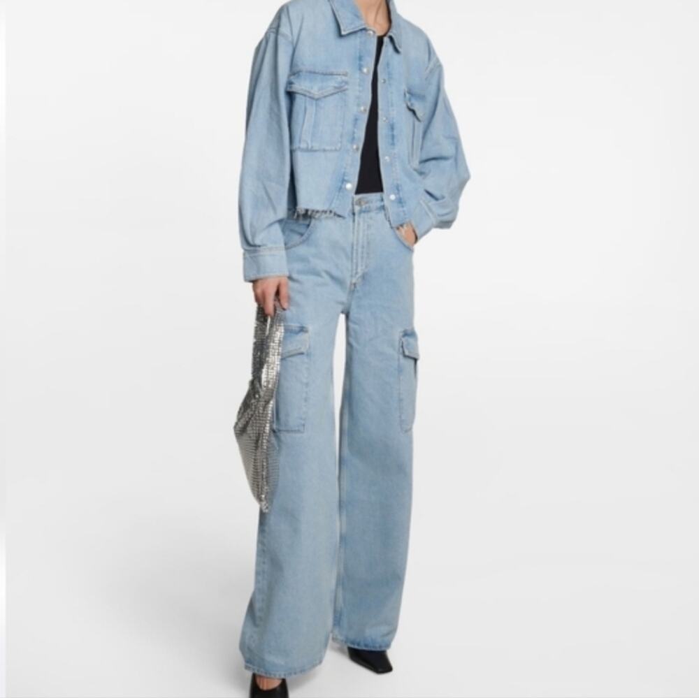AGOLDE Minka High Rise Wide Leg Cargo Jeans Light Wash Blue Realm Size 27